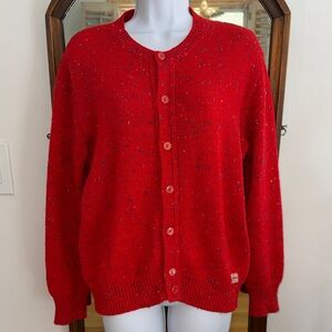 Vintage Fiorucci Mohair Blend Unisex Speckled Red Cardigan M